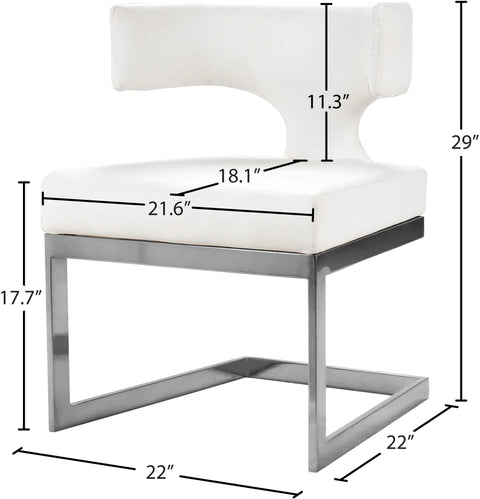 Rhea White Velvet Upholstered Dining Chair, 1 Piece