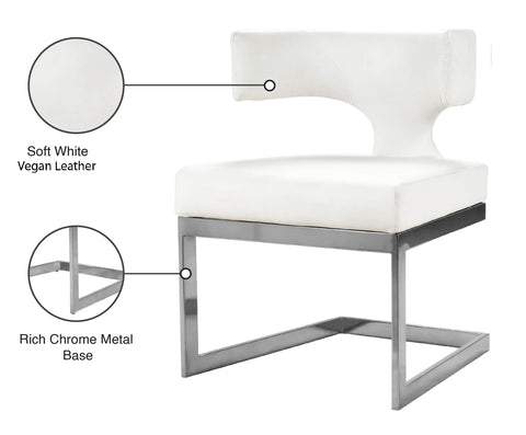 Rhea White Velvet Upholstered Dining Chair, 1 Piece