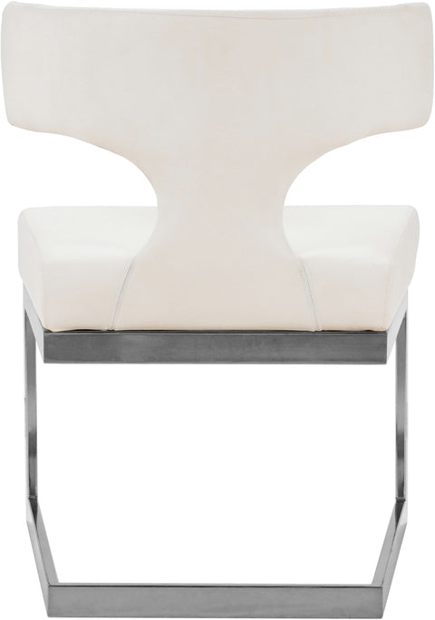 Rhea White Velvet Upholstered Dining Chair, 1 Piece