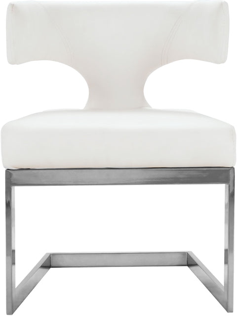 Rhea White Velvet Upholstered Dining Chair, 1 Piece