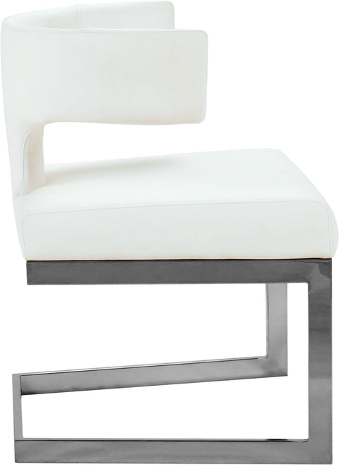 Rhea White Velvet Upholstered Dining Chair, 1 Piece
