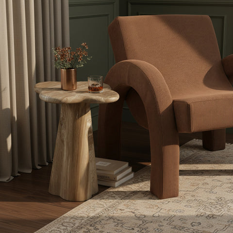 Yara Beige Concrete Indoor/Outdoor End Table, 1 Piece (Style 2)