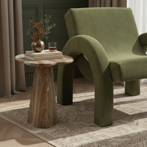 Yara Beige Concrete Indoor/Outdoor End Table, 1 Piece (Style 2) (Style 2)