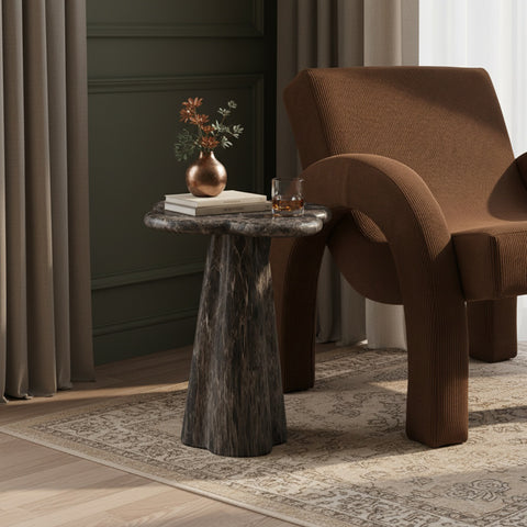 Yara Brown Concrete Indoor/Outdoor End Table, 1 Piece (Style 2)