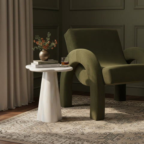Yara White Concrete Indoor/Outdoor End Table, 1 Piece (Style 2)