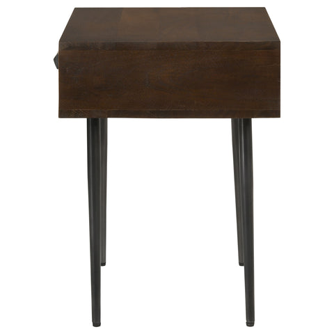 Valia 1-drawer Rectangular Accent Side Table Coffee BrownDark Coffee Brown