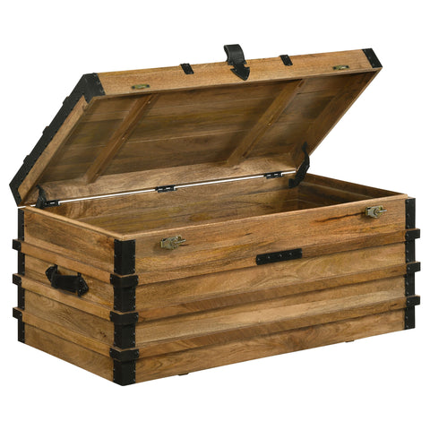 Athens Wood Storage Trunk Natural and BlackNatural