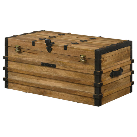 Athens Wood Storage Trunk Natural and BlackNatural