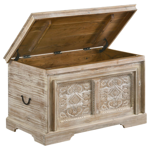 Lavon Wood Storage Trunk White Washed and BlackWhite Washed