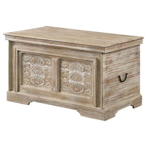 Lavon Wood Storage Trunk White Washed and BlackWhite Washed