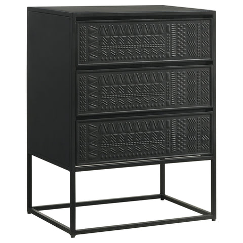 Dermott 3-drawer Multi-Purpose Tall Accent Cabinet Black