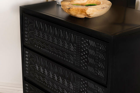 Dermott 3-drawer Multi-Purpose Tall Accent Cabinet Black