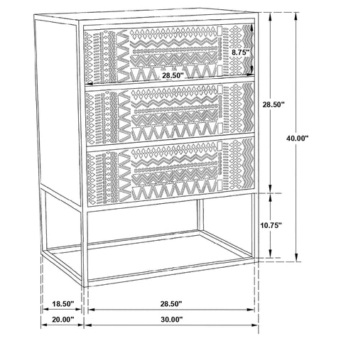 Dermott 3-drawer Multi-Purpose Tall Accent Cabinet Black