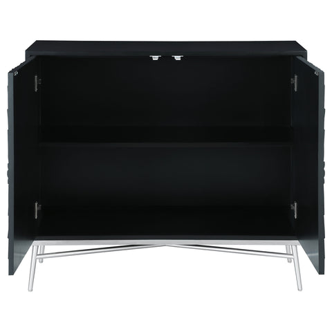 Bryant 2-door Wood Sunburst Accent Cabinet Black and SilverSilver