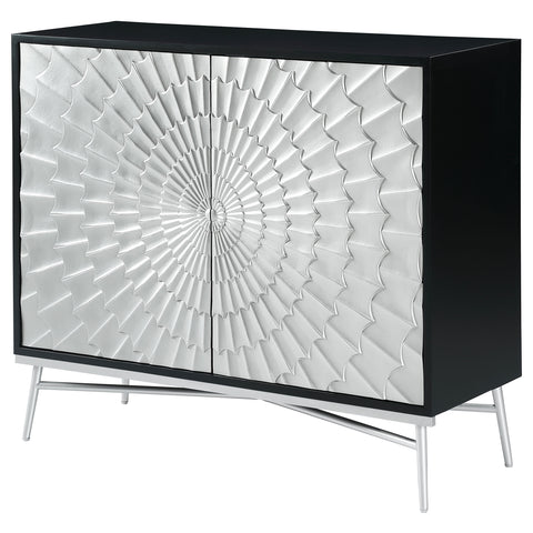 Bryant 2-door Wood Sunburst Accent Cabinet Black and SilverSilver