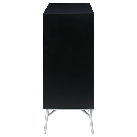 Bryant 2-door Wood Sunburst Accent Cabinet Black and SilverSilver