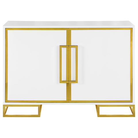 Damis 2-door Wood Storage Accent Cabinet White and GoldWhite
