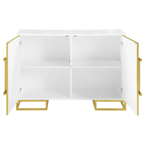 Damis 2-door Wood Storage Accent Cabinet White and GoldWhite