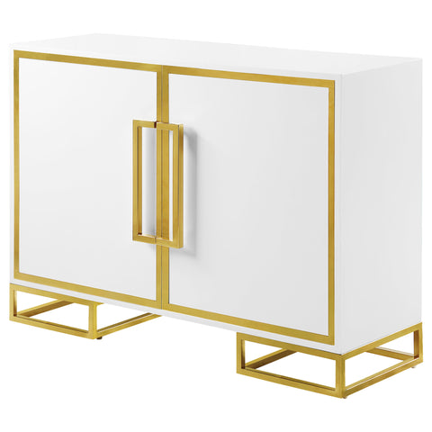 Damis 2-door Wood Storage Accent Cabinet White and GoldWhite