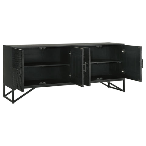 Roberto 4-door Wood Reeding Accent Cabinet Matte BlackMatte Black