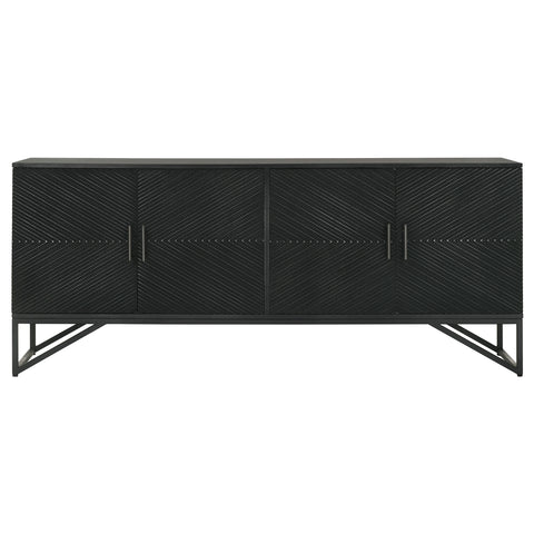 Roberto 4-door Wood Reeding Accent Cabinet Matte BlackMatte Black