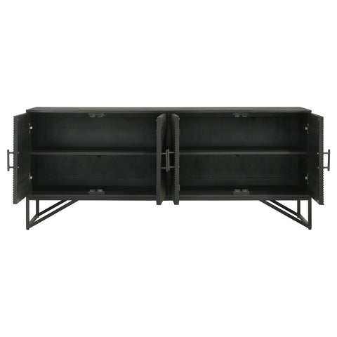 Roberto 4-door Wood Reeding Accent Cabinet Matte BlackMatte Black