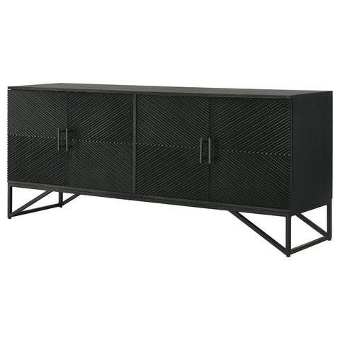 Roberto 4-door Wood Reeding Accent Cabinet Matte BlackMatte Black