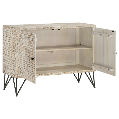 Bristol 2-door Wood Storage Accent Cabinet White WashedWhite Washed