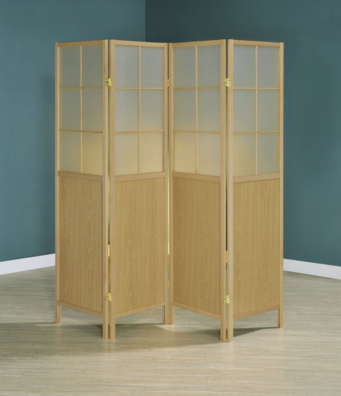 April 4-Panel Room Divider Folding Shoji Screen NaturalNatural