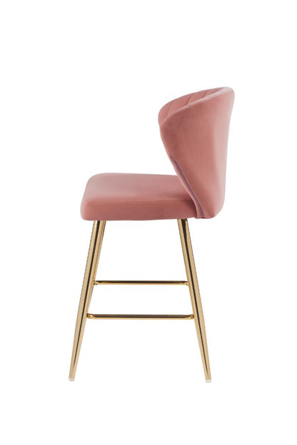 Magenta Counter Height Chair, Pink Velvet & Gold Finish