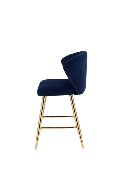 Magenta Counter Height Chair, Blue Velvet & Gold Finish