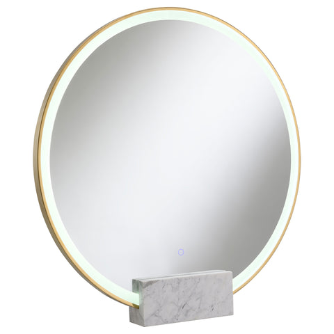 Kieran Round LED Vanity Mirror White Marble Base GoldGold
