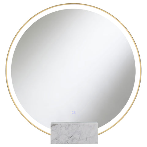 Kieran Round LED Vanity Mirror White Marble Base GoldGold