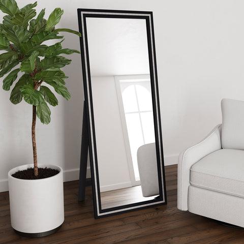 Madelyn 28 x 67 Inch Tempered LED Standing Mirror BlackBlack