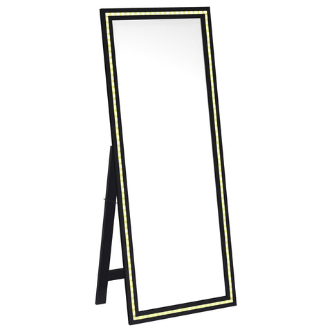 Madelyn 28 x 67 Inch Tempered LED Standing Mirror BlackBlack