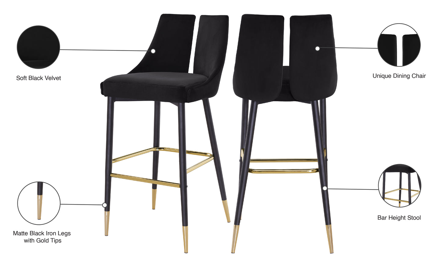 lainy black velvet stool c