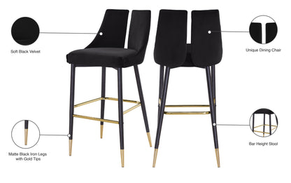 Lainy Black Velvet Stool C