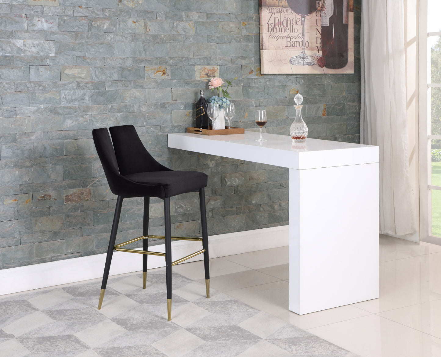 lainy black velvet stool c