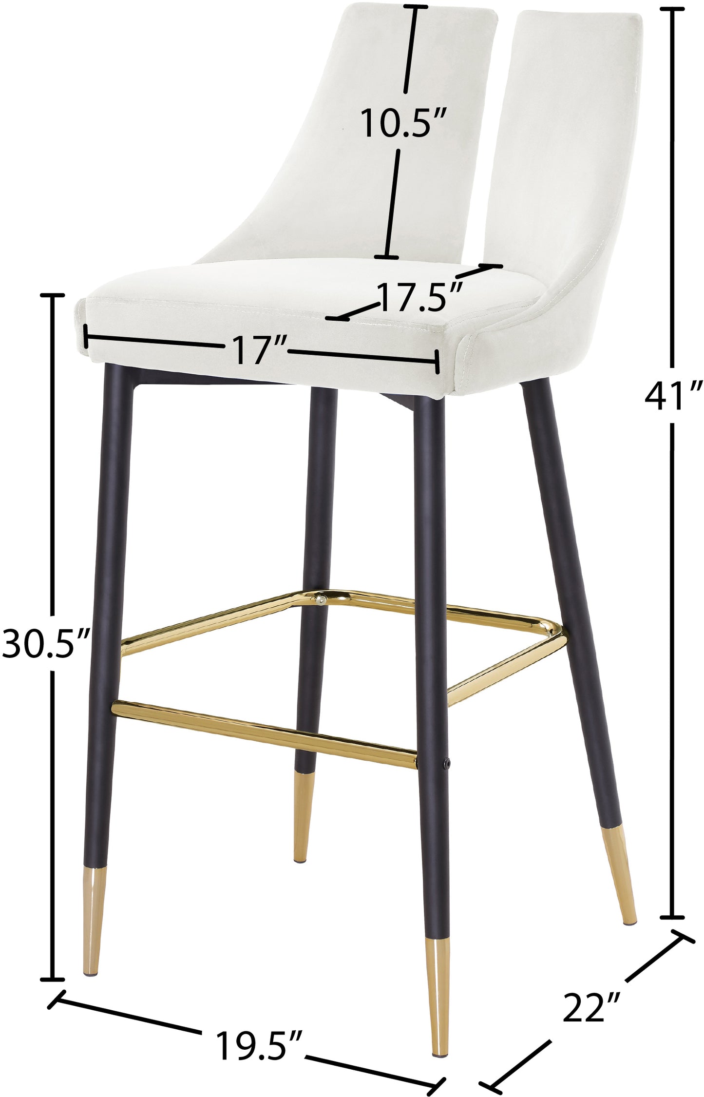 lainy cream velvet stool c