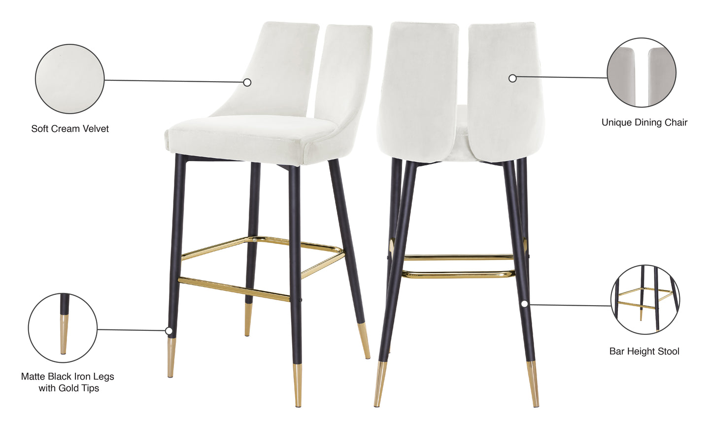 lainy cream velvet stool c