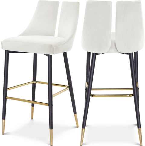 Harper Cream Velvet Upholstered Bar Stool, 2-Piece