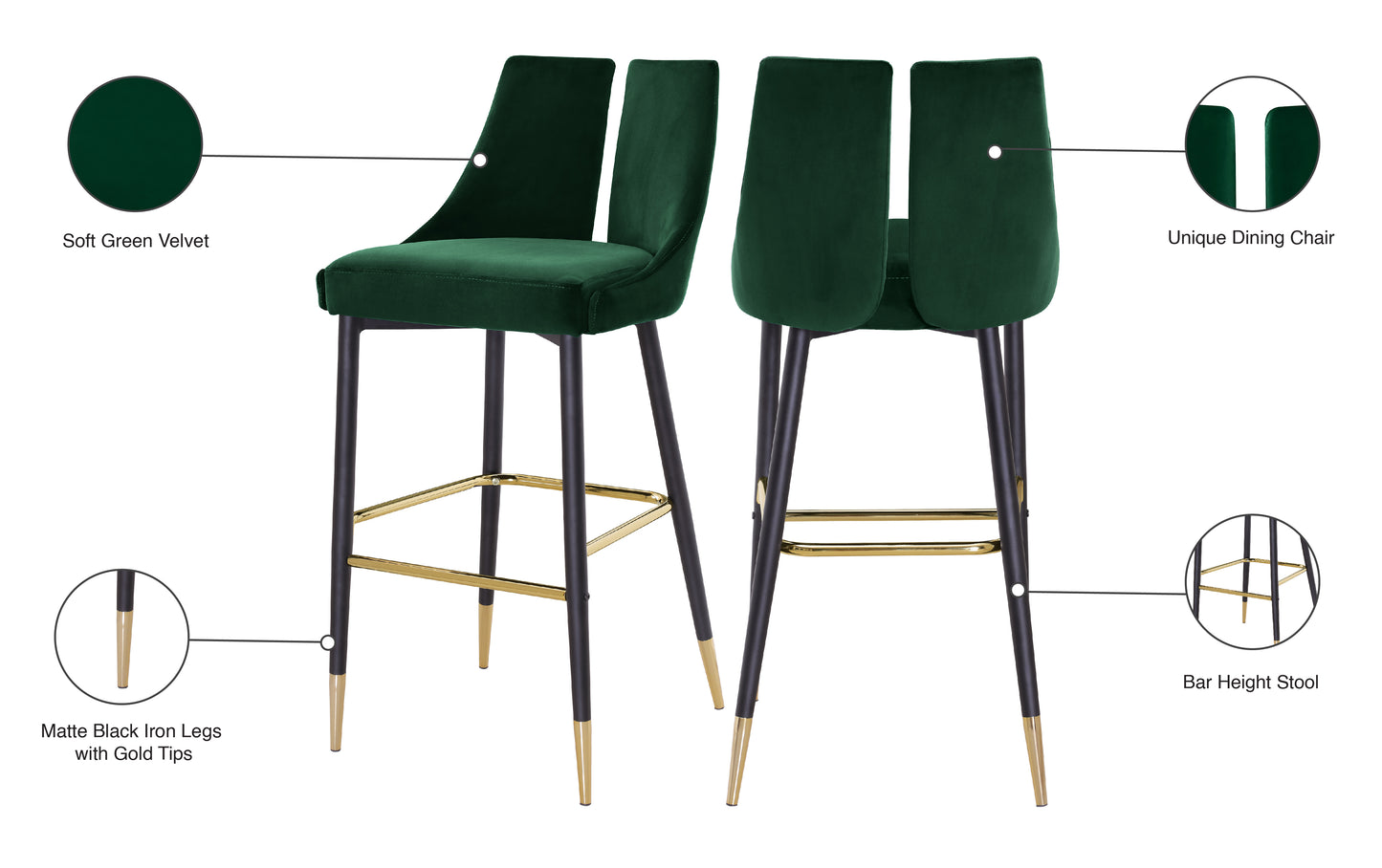 lainy green velvet stool c