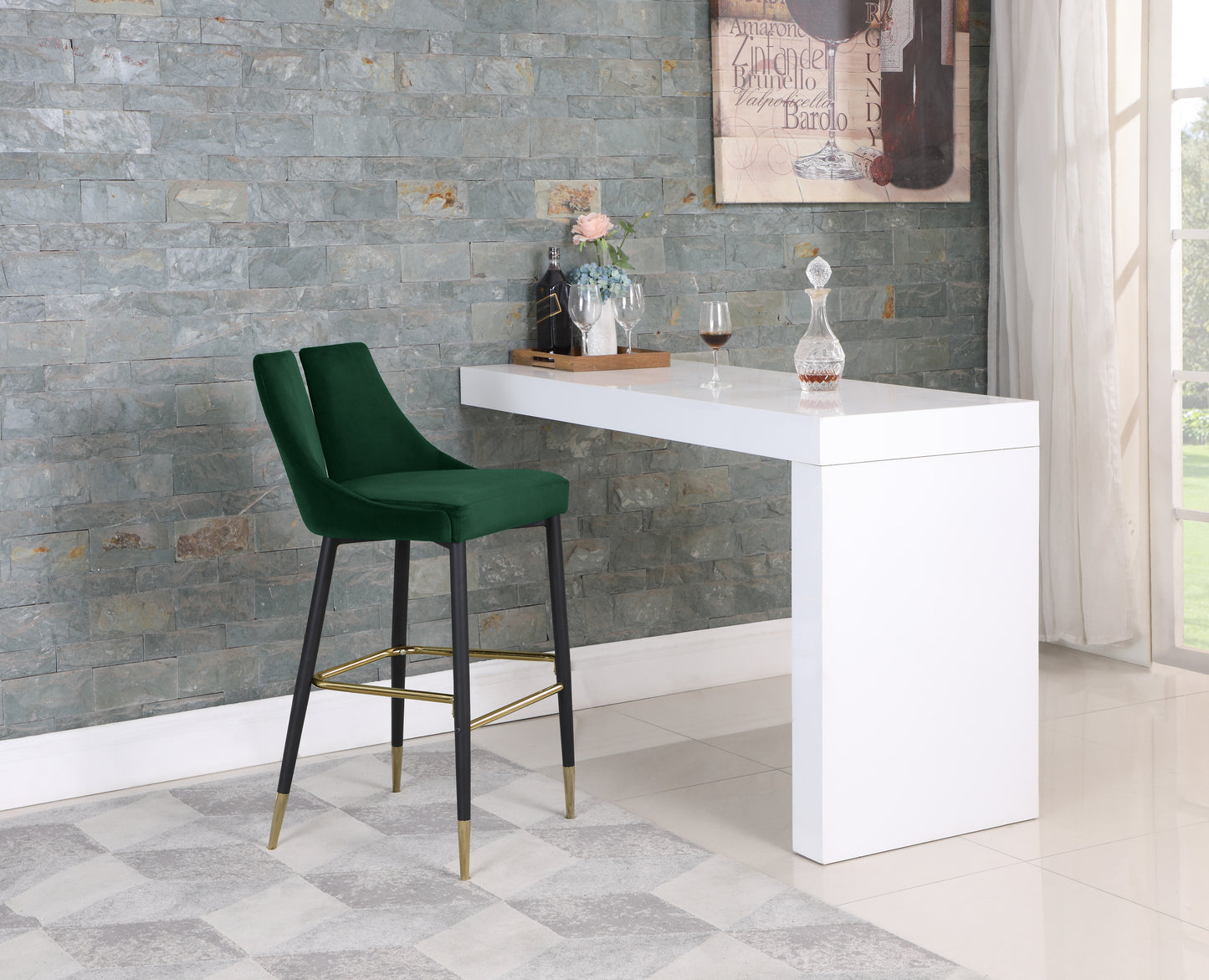 lainy green velvet stool c