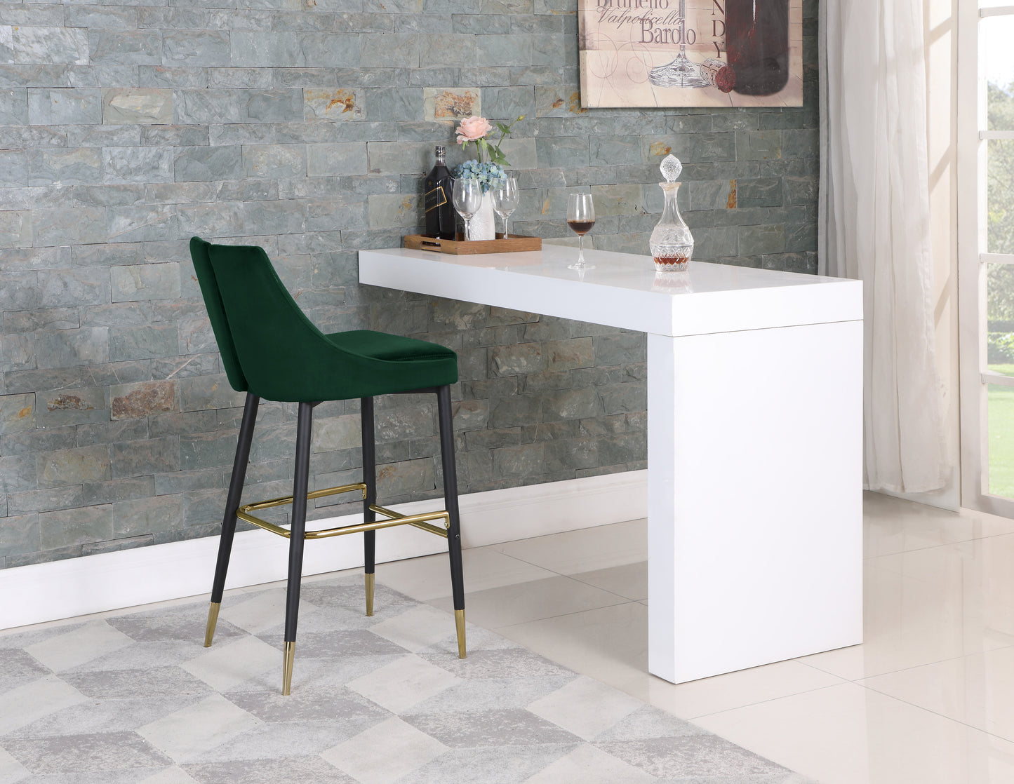 lainy green velvet stool c