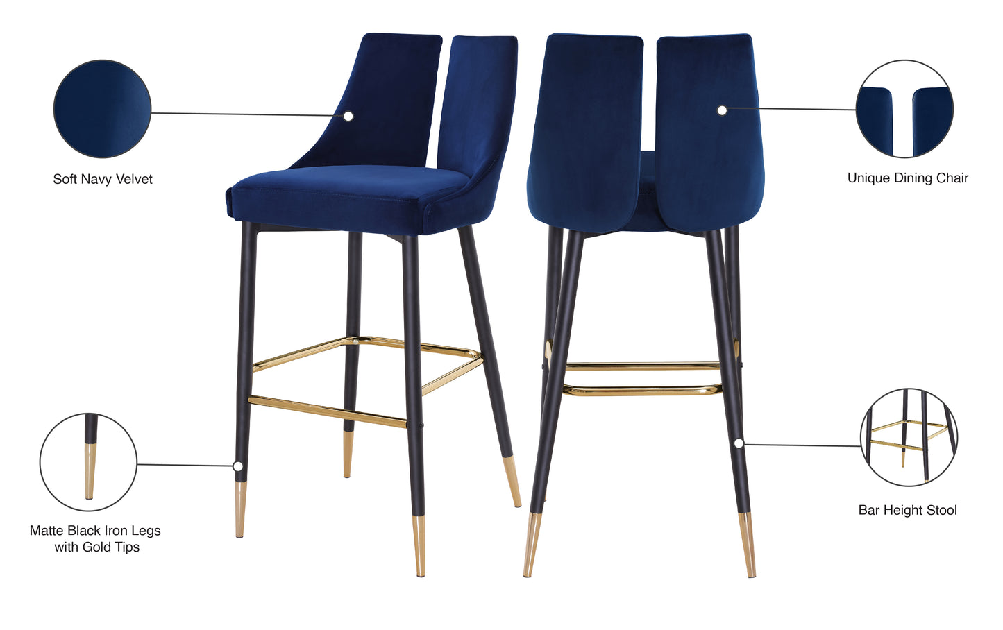 lainy navy velvet stool c