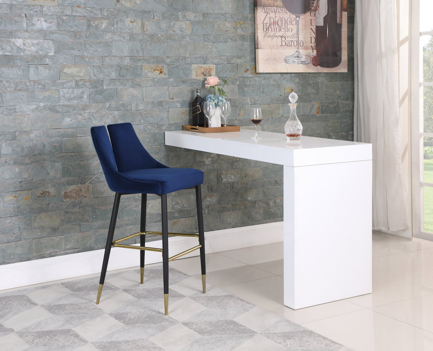 lainy navy velvet stool c