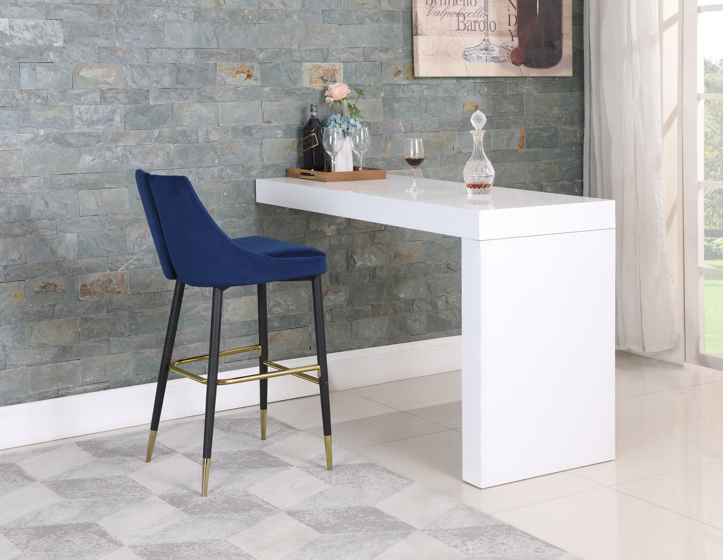 lainy navy velvet stool c