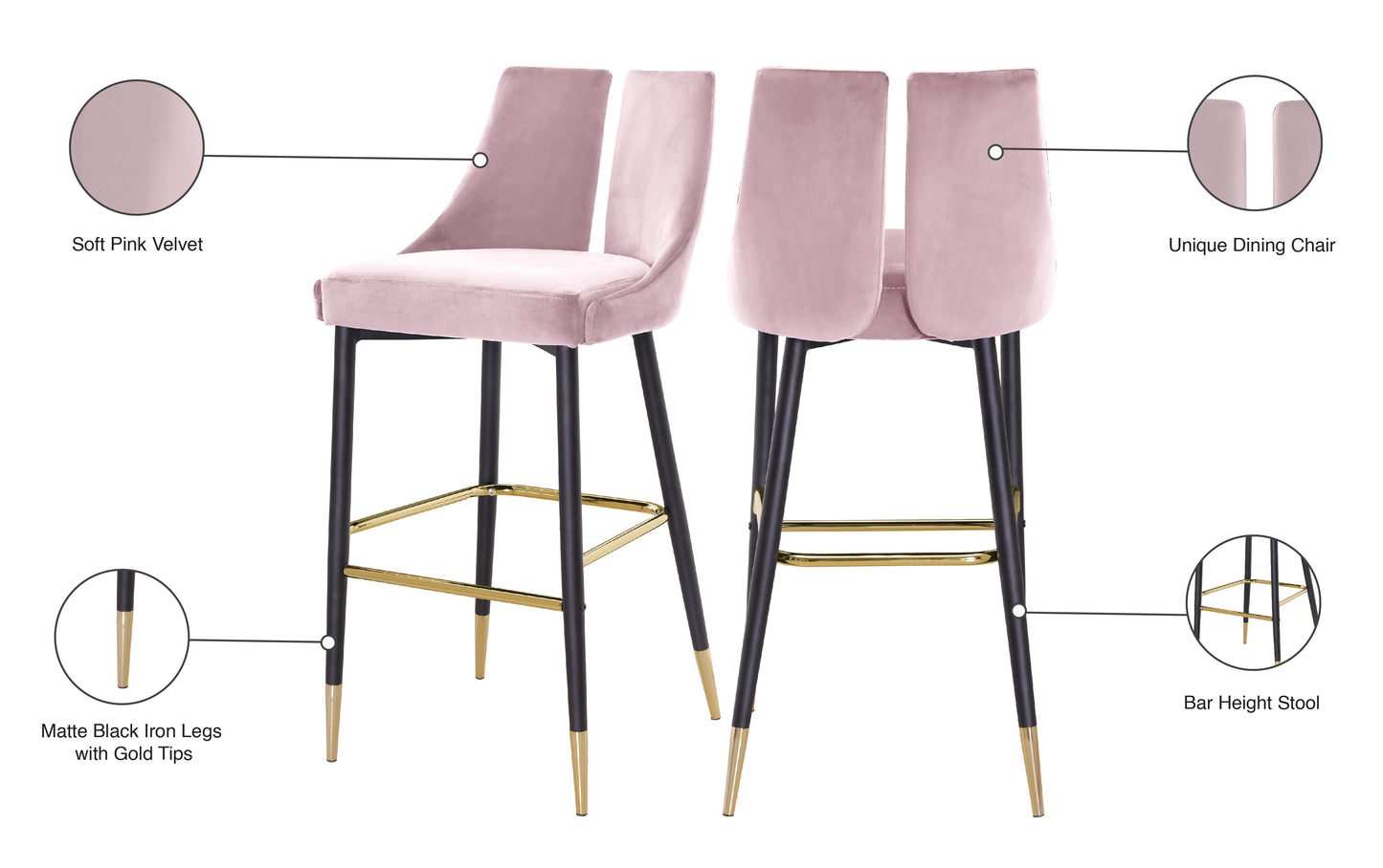 lainy pink velvet stool c