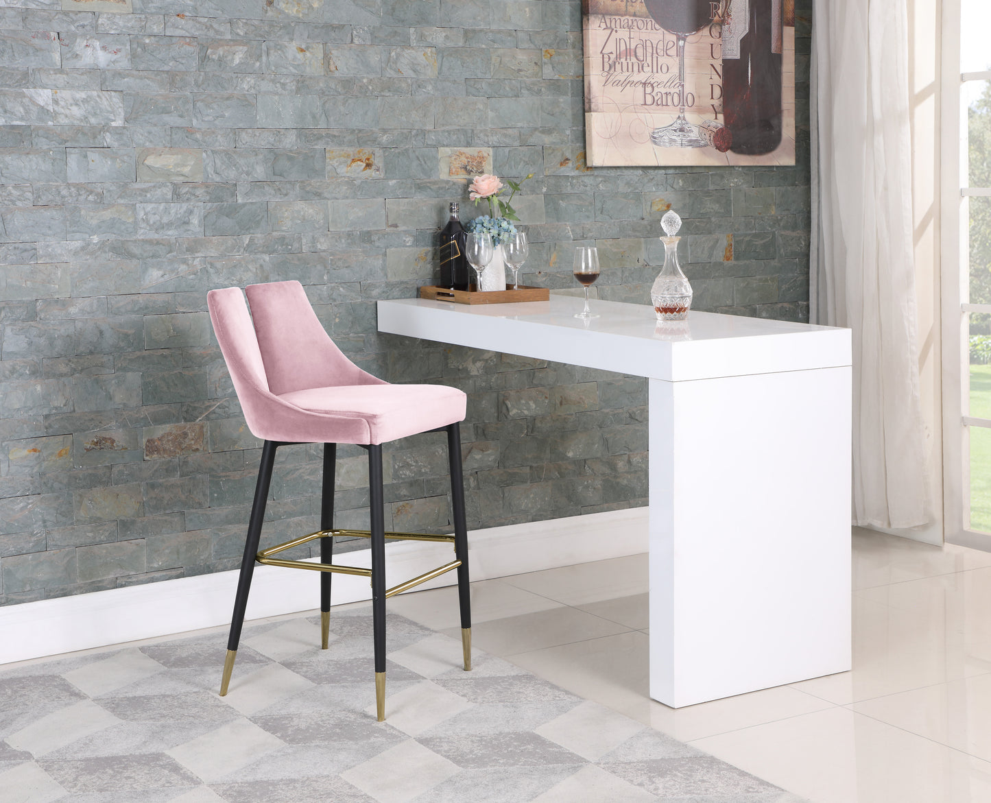 lainy pink velvet stool c