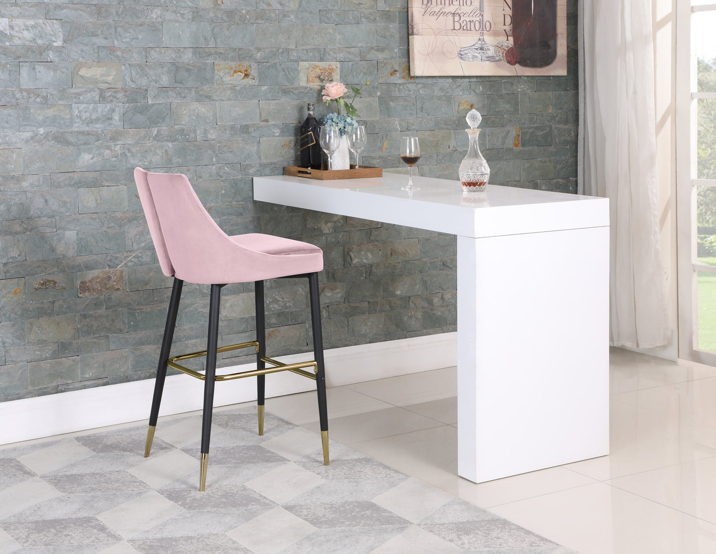 lainy pink velvet stool c